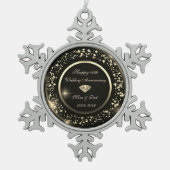 Gold Confetti Diamond 50th Wedding Jubileum Tin Sneeuwvlok Ornament (Voorkant)