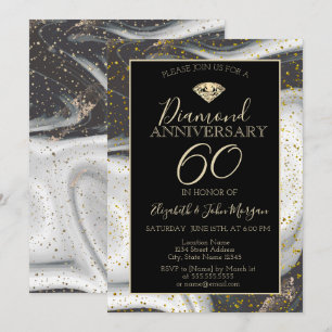 Gold Confetti Diamond Marble Wedding Jubileum Kaart
