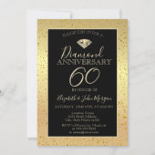 Gold Confetti Diamond Wedding Jubileum Kaart (Voorkant)