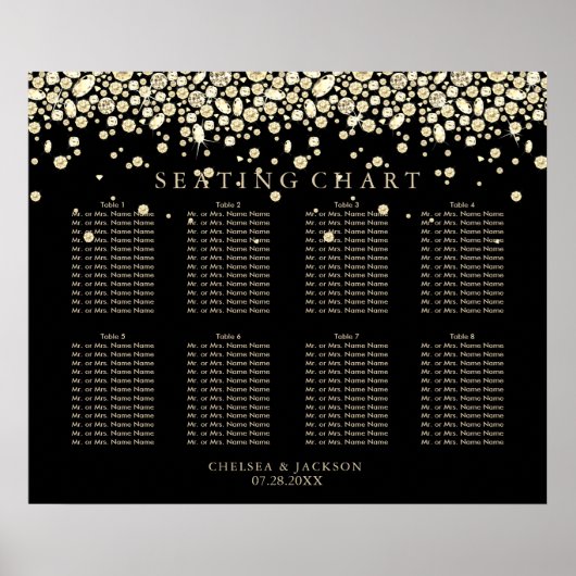 Gold Confetti Diamonds op de Zwarte Zitkast Poster (Voorkant)