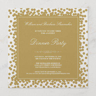 Gold Confetti Dinner Party-uitnodiging Kaart