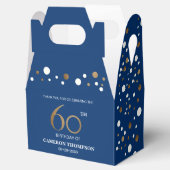 Gold Confetti Donkerblauw 60e verjaardag Aangepast Bedankdoosjes (Geopend)