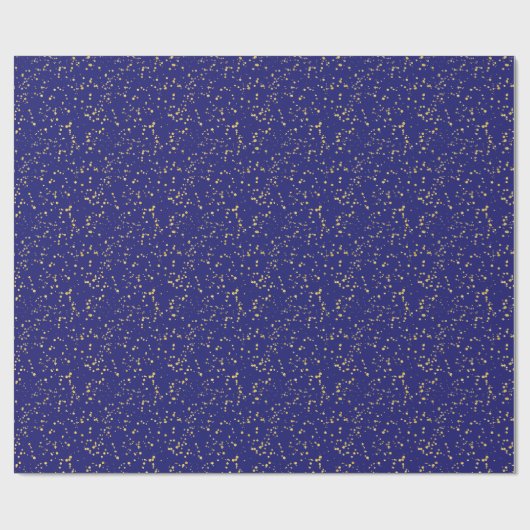 Gold Confetti Dots Midnight Blue  Cadeaupapier (Vlak)