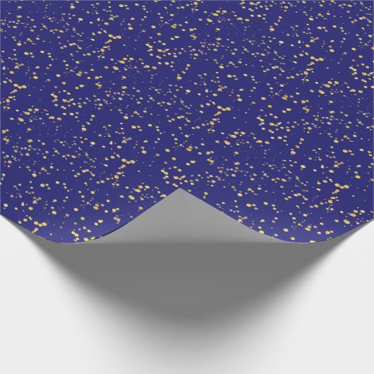 Gold Confetti Dots Midnight Blue  Cadeaupapier (Hoek)