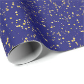 Gold Confetti Dots Midnight Blue  Cadeaupapier (Rol Hoek)