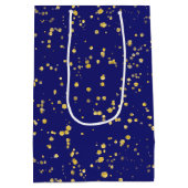 Gold Confetti Dots Midnight Blue Medium Cadeauzakje (Achterkant)