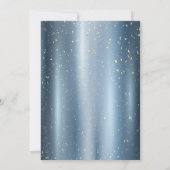Gold Confetti Dots,Tiara Blue Metallic Quinceañera Kaart (Achterkant)