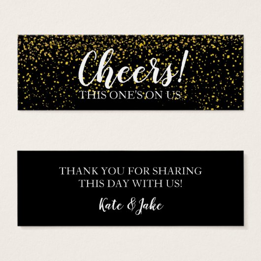 Gold Confetti Drink Ticket Kaarten Mini Visitekaartjes (Voorkant /achterkant)