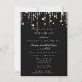 Gold Confetti Drip Birthday Bridal Black White Kaart (Voorkant)