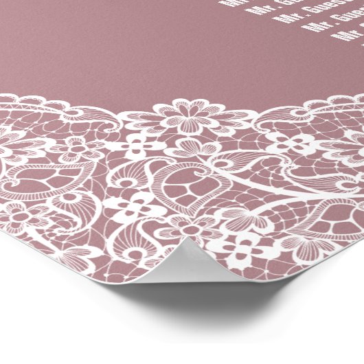 Gold Confetti Dusty Roos Lace Seating Chart Poster (Hoek)