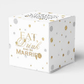 Gold Confetti Eat Drink en moet worden gehuwd Bedankdoosjes (Achterkant)