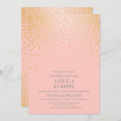 Gold Confetti Elegant  Birthday Party Kaart (Voorkant / Achterkant)