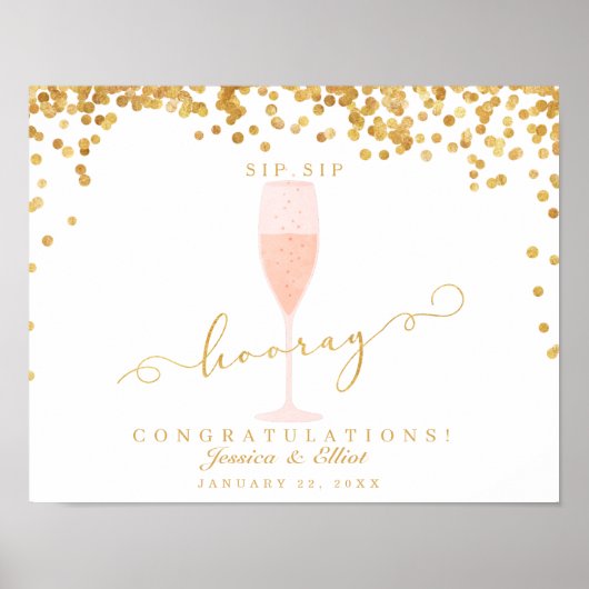 Gold Confetti Elegant Champagne Wedding Poster (Voorkant)