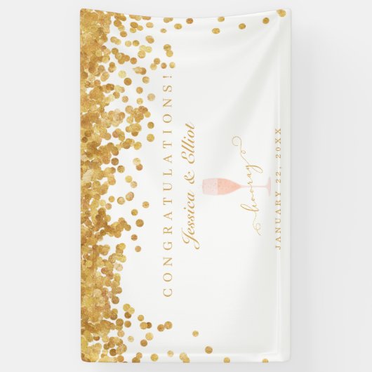 Gold Confetti Elegant Champagne Wedding Spandoek (Verticaal)