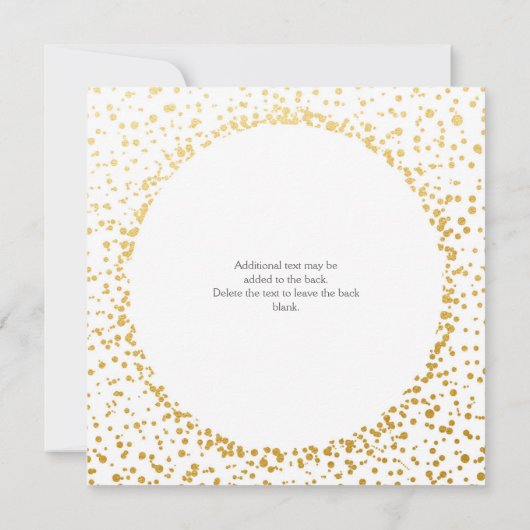 Gold Confetti Elegant Glamor Dot White Invitation Kaart (Achterkant)