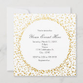 Gold Confetti Elegant Glamor Dot White Invitation Kaart (Voorkant)