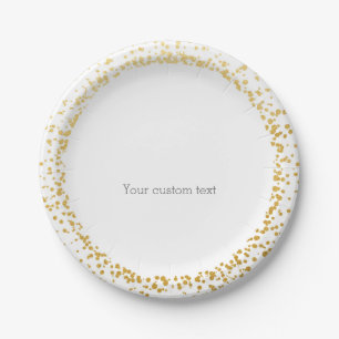 Gold Confetti Elegant Glamor Stippen Witte Borden Papieren Bordje