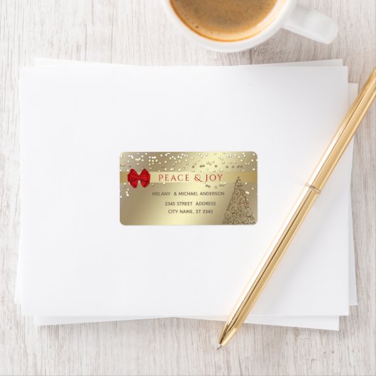 Gold confetti elegant kerstfeest etiket (Insitu)