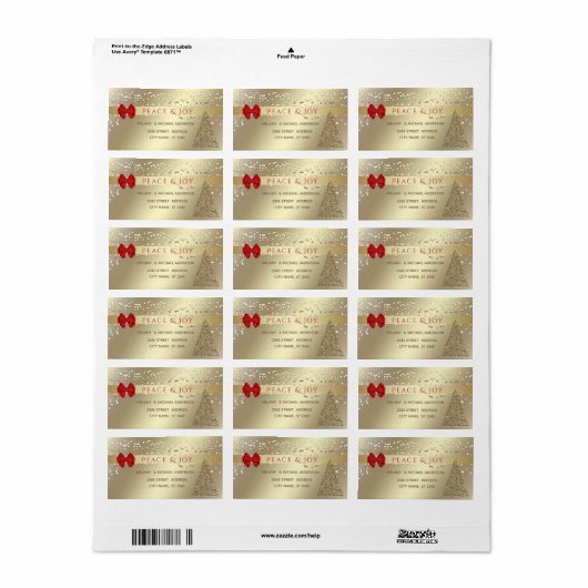Gold confetti elegant kerstfeest etiket (Full Sheet)
