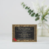 Gold Confetti en Black Damask - Ontvangst Informatiekaartje (Staand voorkant)