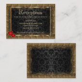 Gold Confetti en Black Damask - Ontvangst Informatiekaartje (Voorkant / Achterkant)