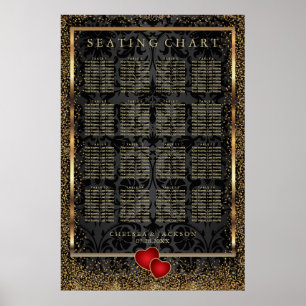 Gold Confetti en Black Damask - Zitkast Poster