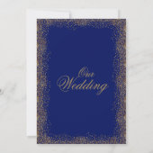 Gold Confetti en Dark Blue Invitation Kaart (Achterkant)
