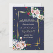 Gold Confetti en Flowers Wedding Invitation Kaart (Voorkant)
