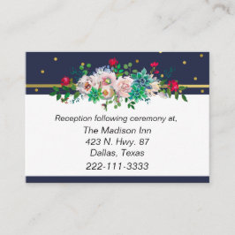 Gold Confetti en Flowers Wedding-kaarten Informatiekaartje