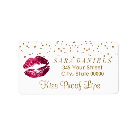 Gold Confetti en hot-roze Lips Etiket (Voorkant)