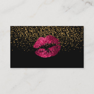 Gold Confetti en hot-roze Lips Visitekaartje