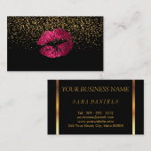 Gold Confetti en hot-roze Lips Visitekaartje (Voorkant / Achterkant)