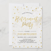 Gold Confetti en marmer | Moderne Pensioenpartij Kaart (Voorkant)