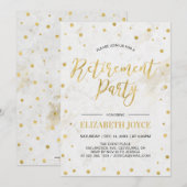 Gold Confetti en marmer | Moderne Pensioenpartij Kaart (Voorkant / Achterkant)