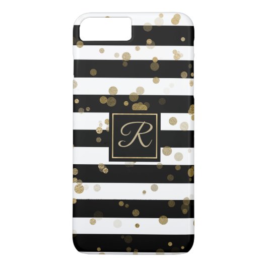Gold Confetti en Stripes iPhone 8 Plus Hoesje (Achterkant)