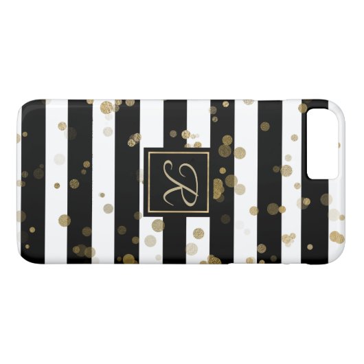 Gold Confetti en Stripes iPhone 8 Plus Hoesje (Achterkant (Horizontaal))