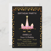 Gold Confetti en Unicorn o Sweet 16 Birthday Kaart (Voorkant)