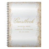 Gold Confetti en White Satin - Guestbook Notitieboek (Voorkant)