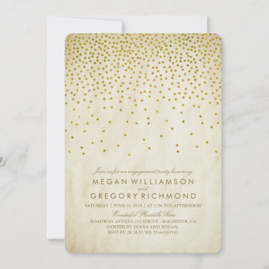  Gold Confetti Engagement Party Kaart (Voorkant)