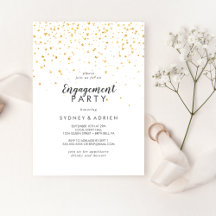 Gold Confetti Engagement Party - Uitnodiging