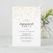 Gold Confetti Engagement Party - Uitnodiging (Staand voorkant)