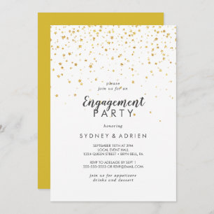Gold Confetti Engagement Party - Uitnodiging