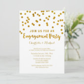 Gold Confetti Engagement Party - Uitnodiging (Staand voorkant)