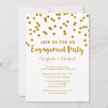 Gold Confetti Engagement Party - Uitnodiging