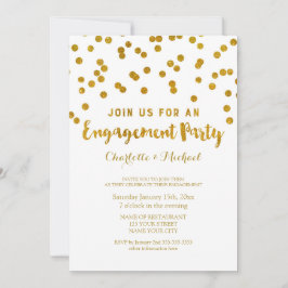 Gold Confetti Engagement Party - Uitnodiging