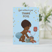 Gold Confetti Enic Baby Boy telefonisch Dank u wel Bedankkaart (Staand voorkant)