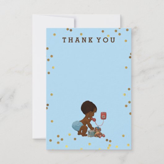 Gold Confetti Enic Baby Boy telefonisch Dank u wel Bedankkaart (Achterkant)