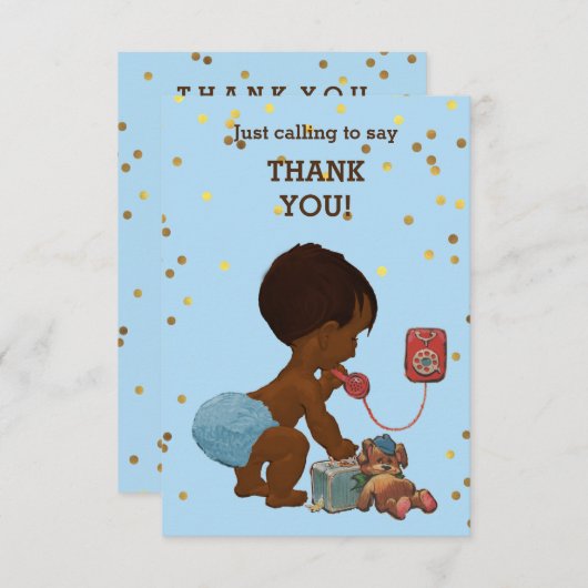 Gold Confetti Enic Baby Boy telefonisch Dank u wel Bedankkaart (Voorkant / Achterkant)