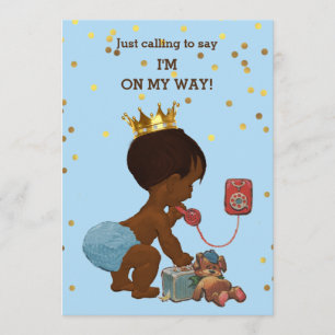 Gold Confetti Etnische Prince op Telefoon Baby sho Kaart