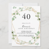 Gold Confetti Eucalyptus 40e verjaardag Kaart (Voorkant)